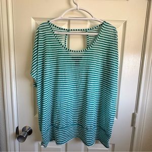 Green and white striped top